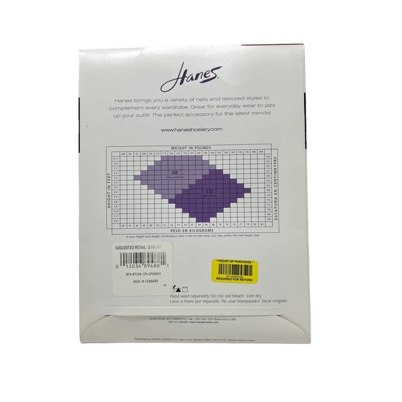 Hanes Black Wide Net Stockings Size CD Style 0A253 88% Nylon 12% Spandex 2004 - Picture 3 of 4
